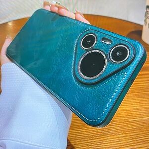Teal Leather Phone Case